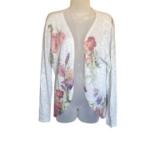 Roller coaster floral open cardigan sweater & Necklace SZ L Spring Quiet luxury